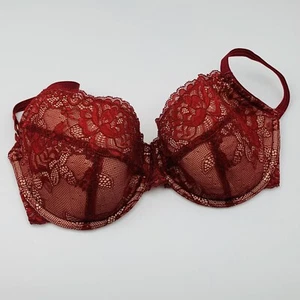 ASOS Women's Fuller Bust Paisley Lace Underwire Br Burgundy Size 34DDD/F - Picture 1 of 12