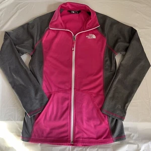 The North Face Girls Pink Gray Track Full Zip Fleece Lined Jacket Size XL (18) - Picture 1 of 6