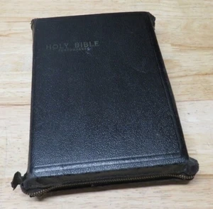 Vintage King James schwarz Leder Reißverschluss roter Buchstabe Konkordanz 1940er - Bild 1 von 12