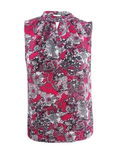 Nine West Women's Plus Size Printed Crepe Keyhole Shell Top (1X, Fiesta Pink) - Picture 1 of 2