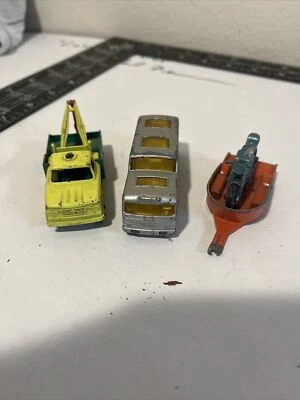 Lesney Matchbox 13 Dodge Wreck Truck 66 Coach Silver 38 Honda W/cycle Trailer(3) - Image 1 of 4