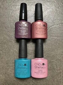 Bundle 4 Genuine CND Shellac Gel UV LED Nail Polish, Purple, Pink, Blue, Bronze - Picture 1 of 2