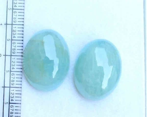 36.70 Ct 15*25 Mm Natural Aquamarine Gemstone Oval Cab Cabochon Pair - Picture 1 of 4