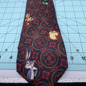 Looney Tunes Mania 1993 Tie Warner Bros. Red/Black W/ Characters Taz Bugs Marvin - Picture 1 of 8