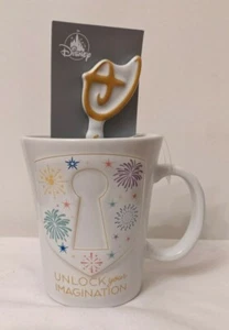 Disney Parks - Unlock Your Imagination - Mug with Key Spoon - NEW - Picture 1 of 7