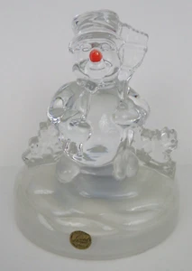 Cristal d'Arques 24% Lead Crystal Musical Frosty The Snowman Figurine FRANCE - Picture 1 of 9