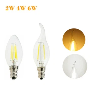 2w 4w 6w Led Filament Bulb E14 Candle Light 360° Lighting Cob Lights 220v Edison - Picture 1 of 18