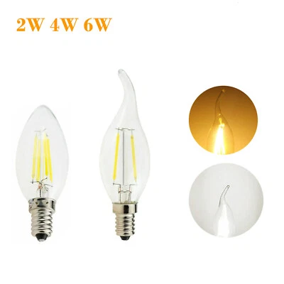 2w 4w 6w Led Filament Bulb E14 Candle Light 360° Lighting Cob Lights 220v Edison - Image 1 of 4