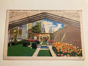 Rockefeller Center, NYC, NY, Englischer Garten, Gardens of the Nations, Vintage  - Bild 1 von 2