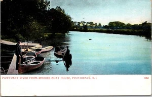Pawtucket River from Rhodes Boathouse Providence Rhode Island Postcard UND 1906 - Picture 1 of 2