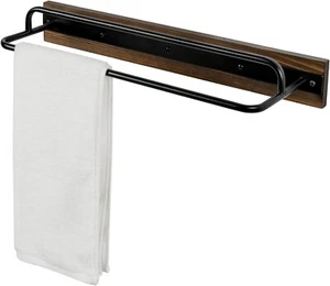 Wall Mounted 2 Tier Black Metal Towel Holder Bar, Bathroom Hand Towels Rack - Picture 1 of 7