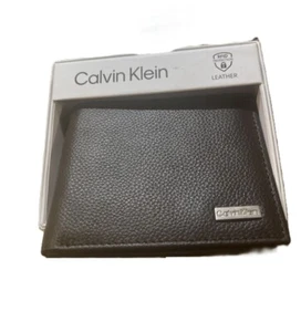 CARTERA DE CUERO CALVIN KLEIN 31KA220006 NEGRA triple pliegue para hombre nueva envío al reino unido - Imagen 1 de 4