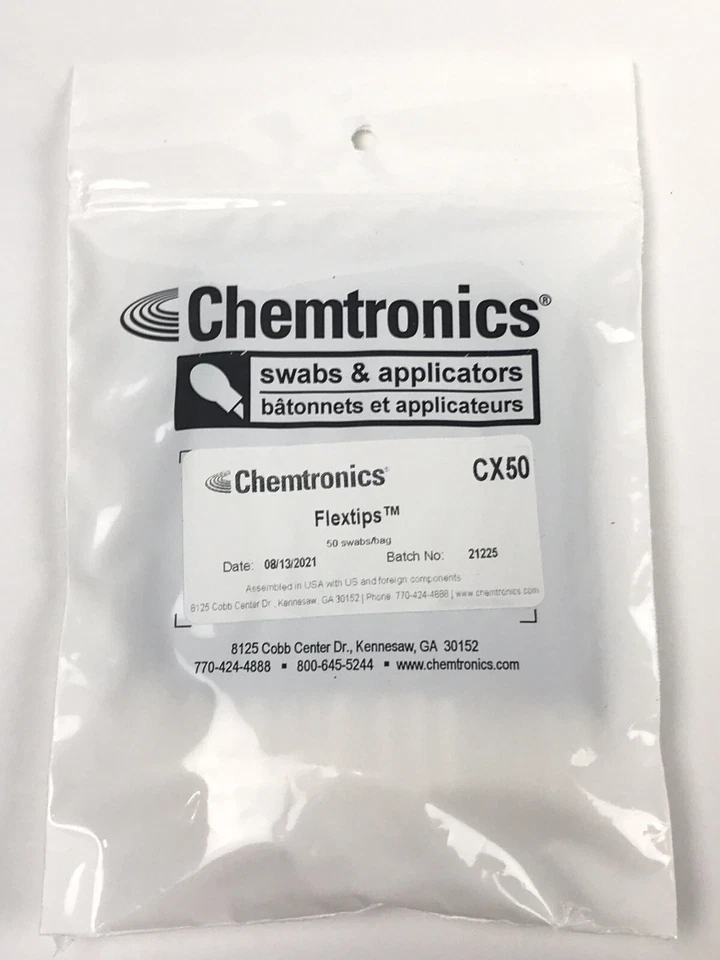 2 упаковки (100 шт.) тампоны Chemtronics FLEXTIPS CX50 — чистящая оптика/замкнутые зоны - Изображение 1 из 2