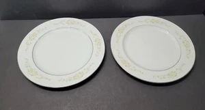 Lady Carolyn Dinner Plates by Fine China of Japan-Platinum trim-Set of 2 - Picture 1 of 4