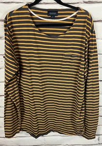 Scotch & Soda Woman's Size XL Yellow/Gray Carnaby Surf Long Sleeve Shirt Pocket - Picture 1 of 7