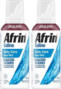 Afrin Saline Nasal Spray Twin Pack, 100% Drug Free, Saline Solution, 4.5oz Each - Picture 1 of 5