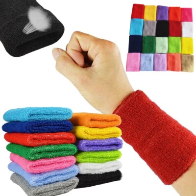 Cotton Wrist Wristband Sport Towel Sweatband Solid Sweat Band Yoga Gym KIDS◇ - Image 1 of 4