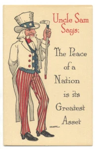 UNCLE SAM Is Pro PEACE, Anti War - WWI Era Postcard ca1918 - Picture 1 of 2