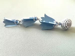 Oscar de la Renta dreifacher Glockenblumenclip - auf blauer einzelner Ohrring 4" C115 $ 350 - Bild 1 von 5