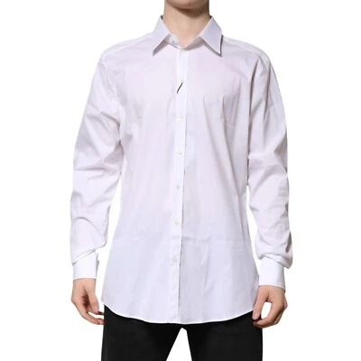 Camisa DOLCE & GABBANA Blanca DORADA Vestido Manga Larga Hombres Formal 43/US17/XXL 420usd Foto 1 de 4