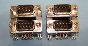 Qty.2 D-Sub RS-232 Dualport Stacked Connectors 9 Pin K42X-E9P/P-C4N - Picture 1 of 4