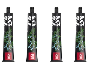 SPLAT BLACKWOOD 4x 75 ml - Schwarze Kohle Zahnpasta - hellere weißere Zähne