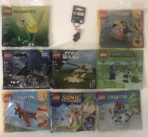 Lego Star Wars Minecraft Sonic Botanicals Batman Polybags GWP Lot of 8 +Keychain - Picture 1 of 12