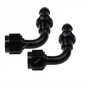 2Pcs AN-10 10AN Black 90 Degree Swivel Fuel Oil Braided Hose Fitting - Picture 1 of 8