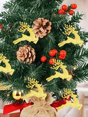 12-teiliger Weihnachtsbaum Silber Weiß Rentier Ornament Glitzer Hän bei Billig24 - Bild 1 von 4
