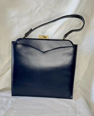 Bolso de Mano EHB Vintage Cuero Negro Genuino Estructurado Forma Caja Años 1950/1960 MCM Foto 1 de 4