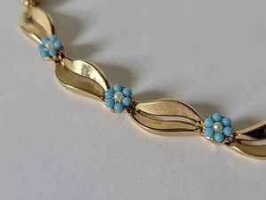 Collar Gargantilla Vintage Trifari Forget-Me-Nots Semilla Perlas Tono Dorado - Imagen 1 de 12