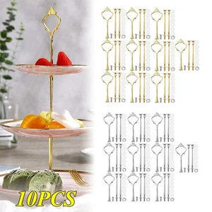 10er Set 3 Ebenen Kuchenplatte Cupcake Ständer Gestell Beschläge Griff Stange Hochzeit Party - Bild 1 von 13