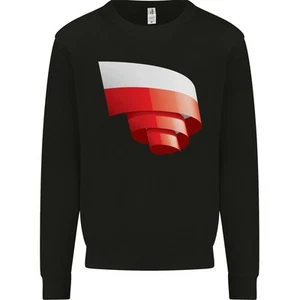 Curled Poland Flag Polish Day Football Kids Sweatshirt Jumper - Picture 1 of 35