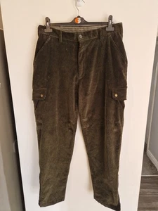 Percussion Men's Shooting Trousers Cord Green Vgc W34 L 30 Vgc Zip Leg Detail - Picture 1 of 9