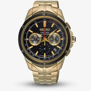 Reloj para hombre Seiko Coutura cronógrafo esfera negra correa de acero... - Imagen 1 de 5