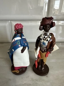 Vintage African Tribes Collection Xhosa Male And Female Clay Figurines - Picture 1 of 5