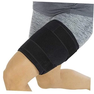 Thigh Brace - Hamstring Quad Wrap - Adjustable Compression Sleeve Black - Picture 1 of 7