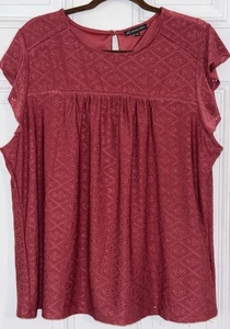 Adrianna Papell XXL Dusty Rose Rosa Spitzen Bluse Stretchig Gefüttert Kurzarm Oberteil - Bild 1 von 10