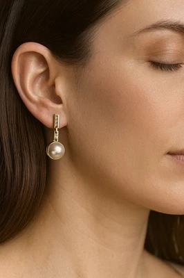 Pendientes de perlas de diamantes vintage joyería fina de segunda mano de oro de 18 quilates de 14 quilates Foto 1 de 4