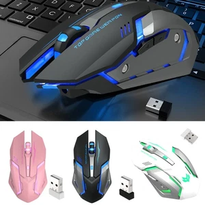 Wireless Gaming Mouse PC Rechargeable LED Light USB Computer Laptop Silent Mice - Afbeelding 1 van 15