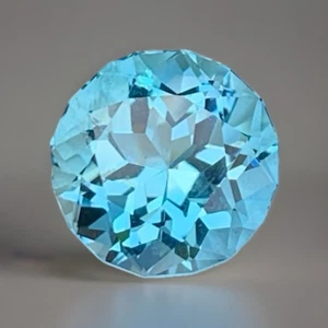 Loose Gemstone 8.5 Carat Blue Topaz | Round Cut 9mm | High-Quality Brazilian - Picture 1 of 11