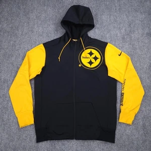Pittsburgh Steelers Hoodie Mens Large Black Yellow NFL Football Nike Full Zip - Picture 1 of 16