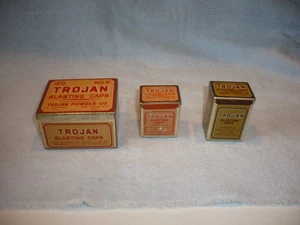 lot of 3 different Trojan Blasting Cap Tins Allentown Pennsylvania free ship - Picture 1 of 5