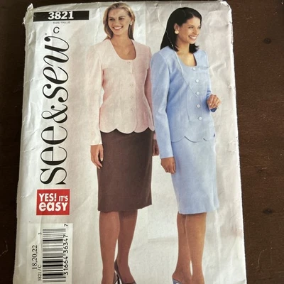 See & See 3821 Misses Jacket & Skirt Sz 18-20-22 - Image 1 of 2