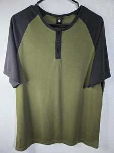 Black Green Shirt Mens Size XL Button Collar Designer Unbranded Super Soft Tee - Picture 1 of 11