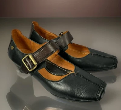 Pikolinos Square Toe Leather Mary Jane Low Heel Brown Black Women’s Size 38 - Image 1 of 4