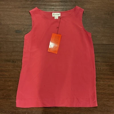 Diane Von Furstenberg 真丝资产背心宽松 XS 无袖衬衫粉色全新带标签 — 第 1/4 张图片