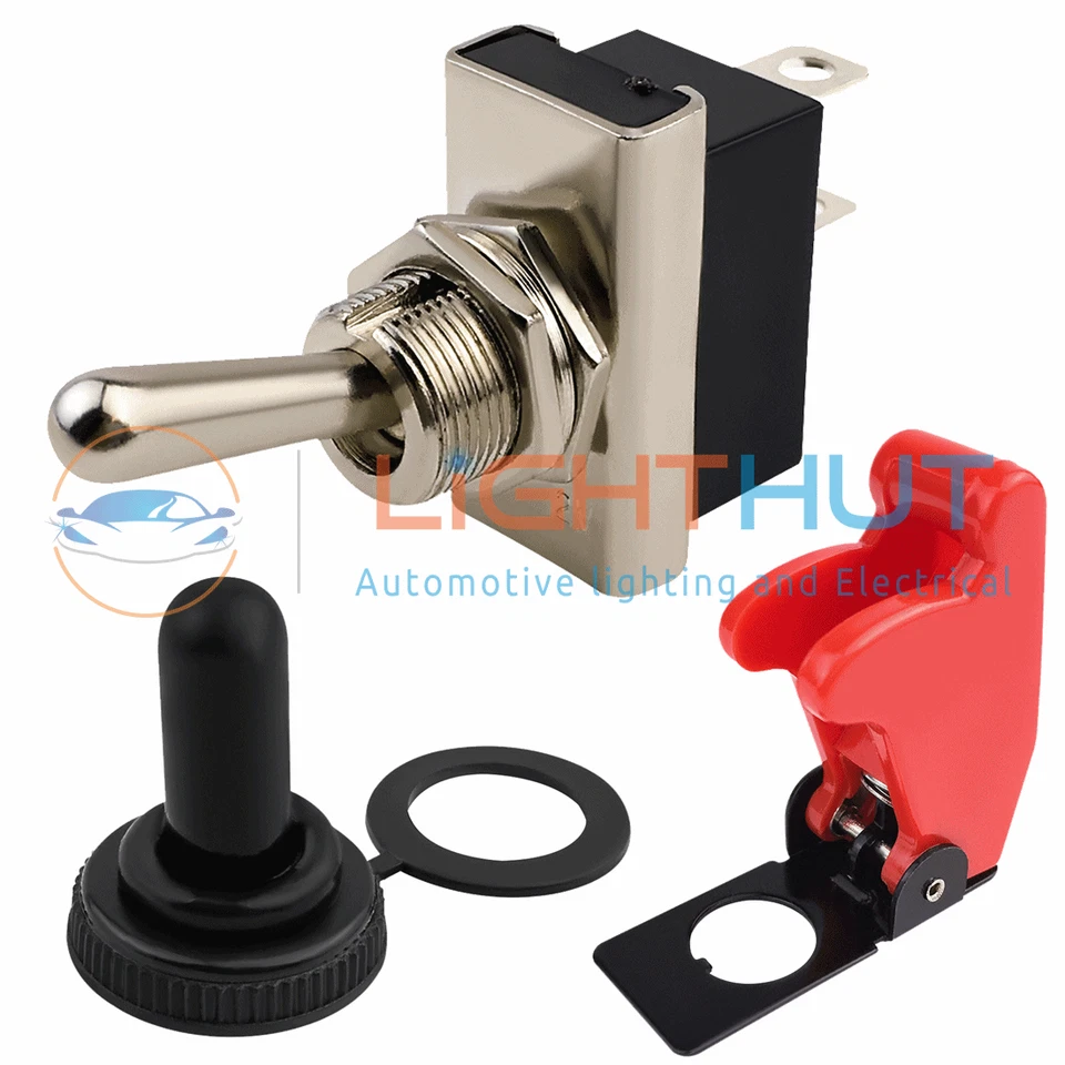 STAR ELECTRONICS 12V 25A Ein Aus Kippschalter Wasserdicht / Flugzeug Stil Abdeckung Lucar Klemmen