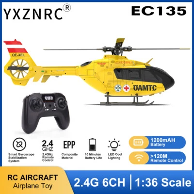 YXZNRC EC135 RC Helicopter 6-axis Gyro 2.4G 6CH 1:36 Flybarless Brushless Motor - Image 1 of 4