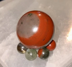 South African Bloodstone Sphere 20.5mm Crystal on Bloodstone Bead Stand New! - Picture 1 of 4